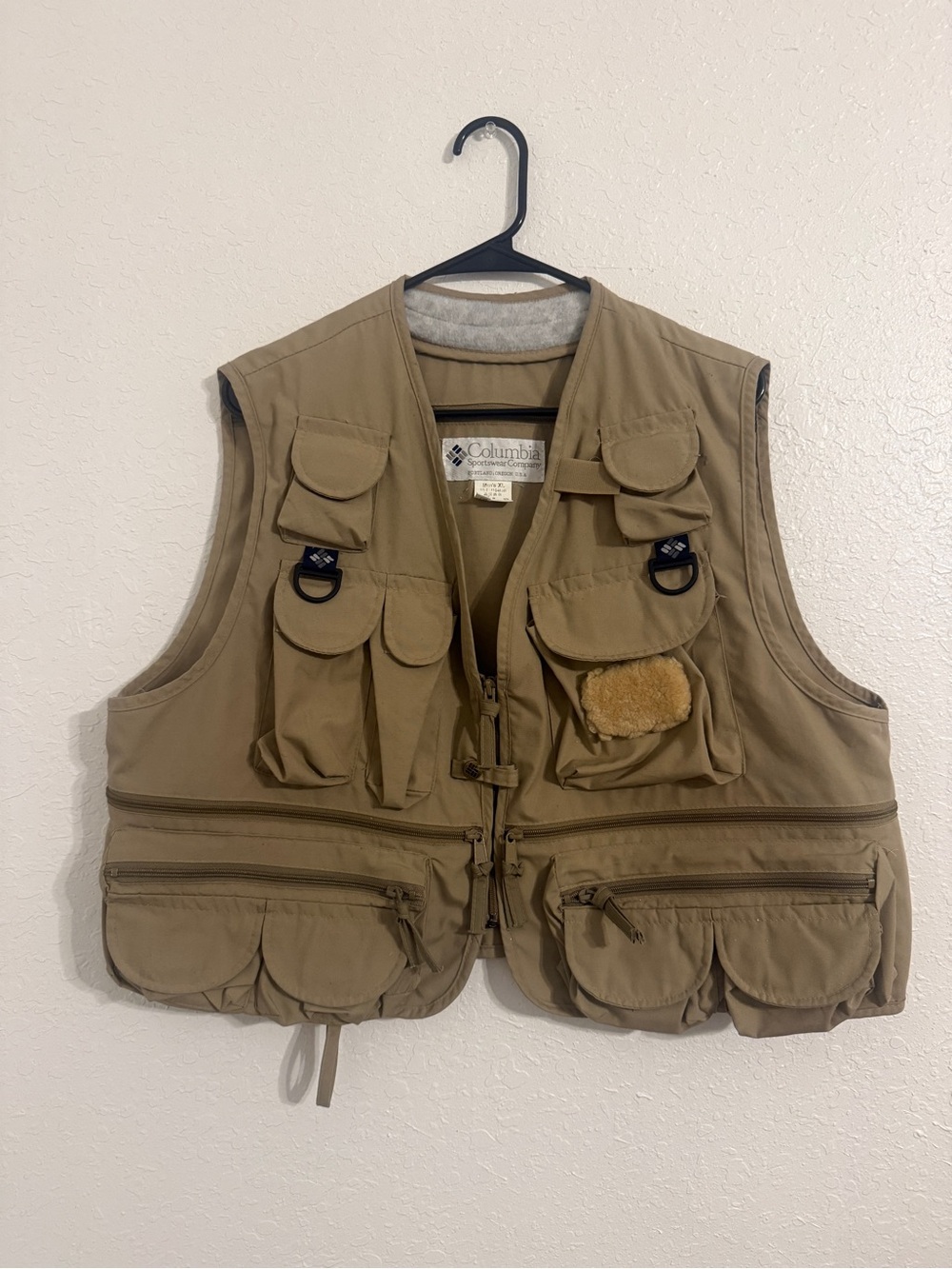 Vintage Columbia Sportswear Multi-Pocket Fly Fishing Utility Vest Tan Size XL